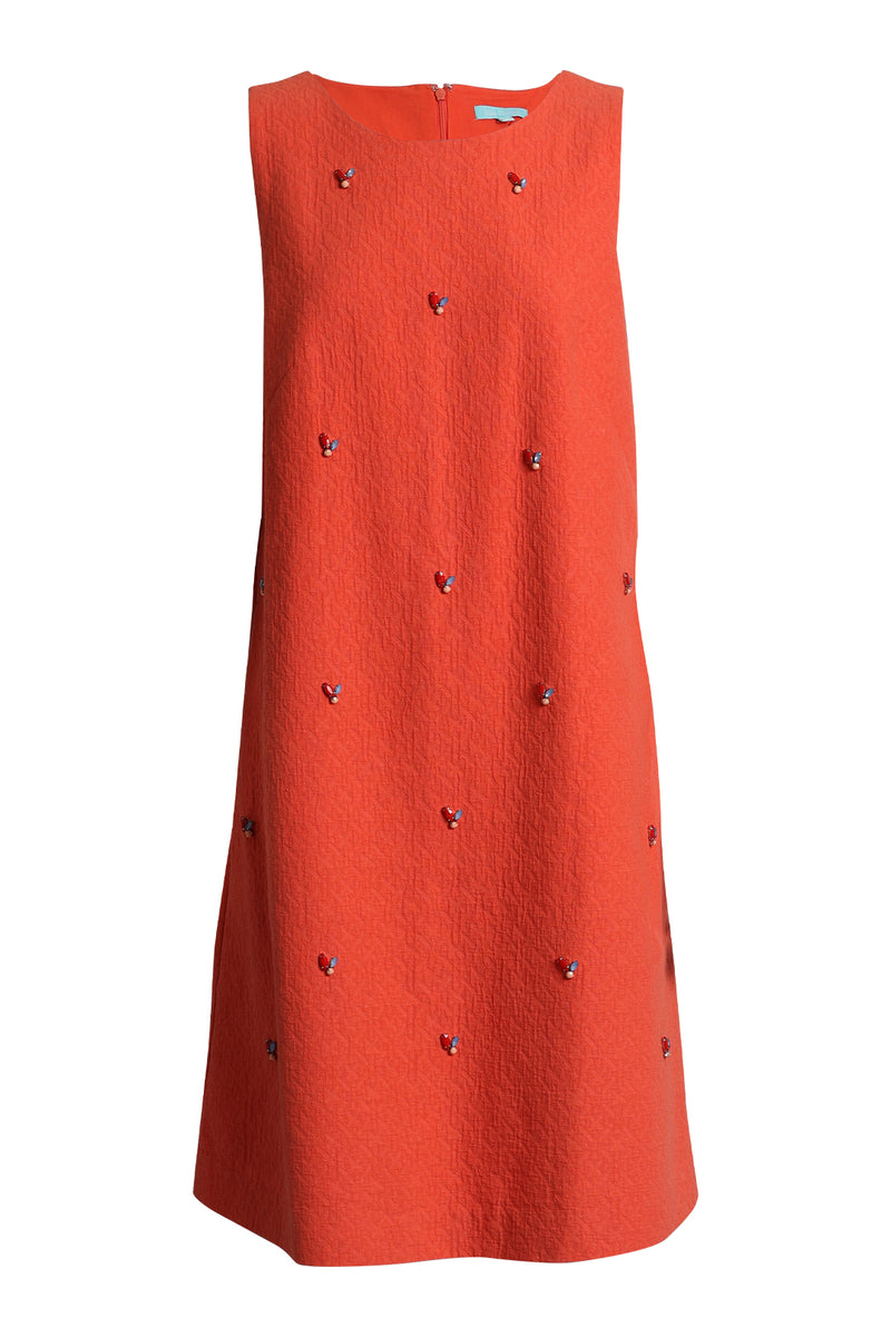 Robe Sans Manches RUE DU MAIL - Orange Organza Plissée - Taille 44/12/L