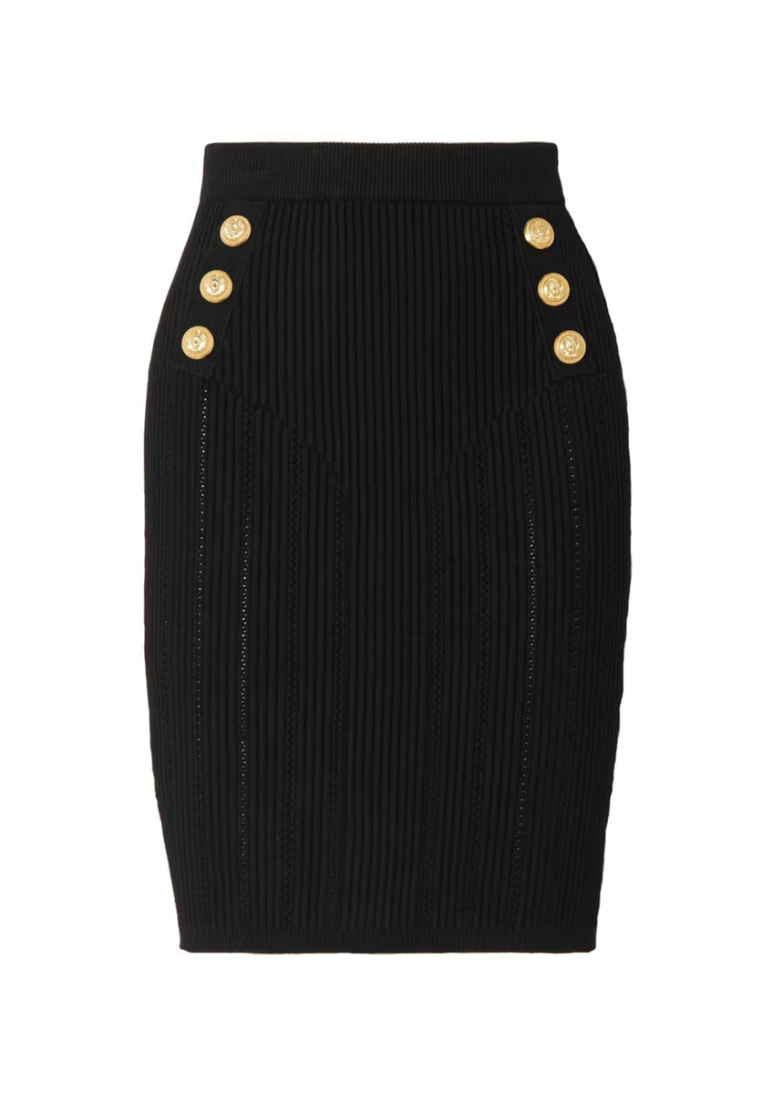 Black Milan Stitch Skirt with Buttons main image 1