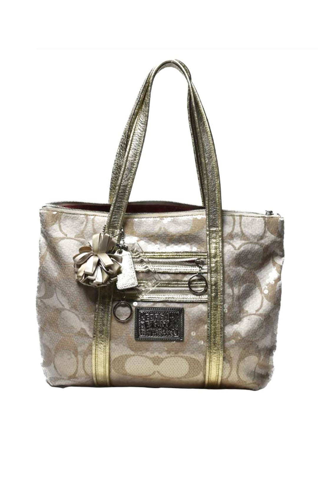 coach silver poppy | Sequin handbag, Bags, Shoulder bag